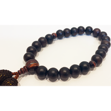 画像をギャラリービューアに読み込む, 京念珠 男性用 縞黒檀・赤虎目 正絹房 念珠袋付